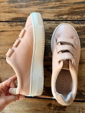 Sandro Kids Blush Leather Velcro Sneakers